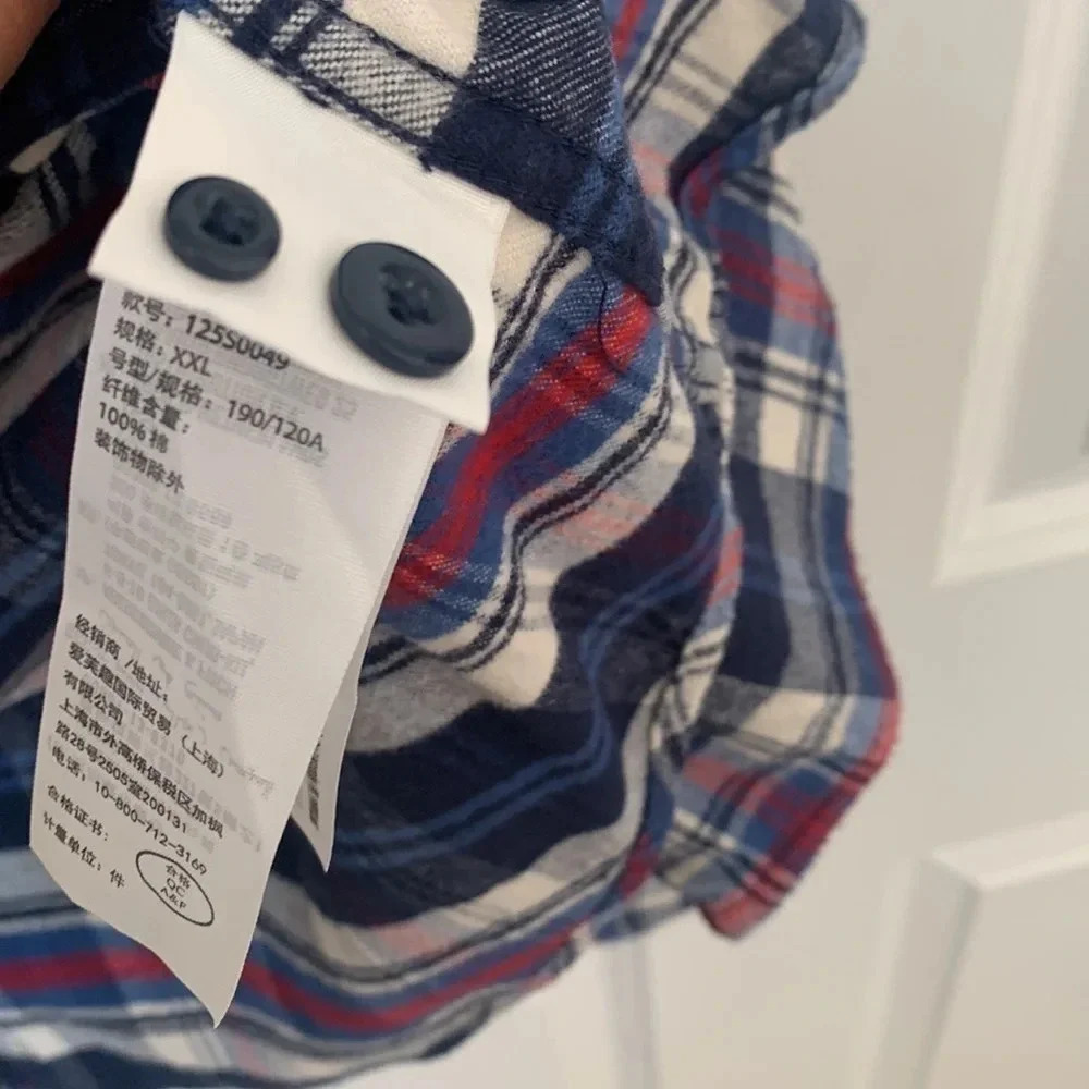 Men’s Abercrombie Fitch XXL Plaid Button Long Sleeve Shirt Rodeo Western Preppy - Picture 7 of 12
